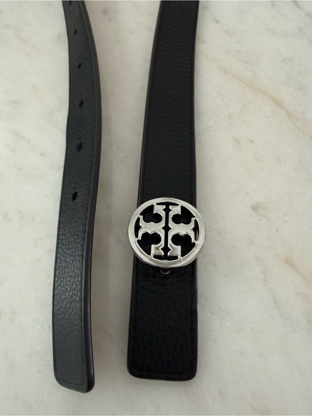 Tory Burch 1" Miller Reversible Leather Belt in Black and Brown size Small - Picture 2 of 9